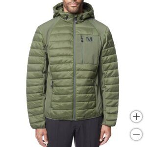 Merrell Men's Hooded Mixed Media Puffer Softshell Jacket, Green, M